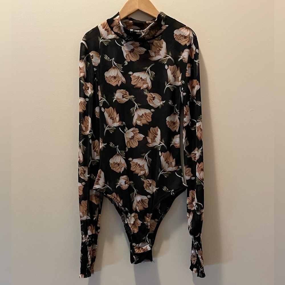 Floral Black Bodysuit